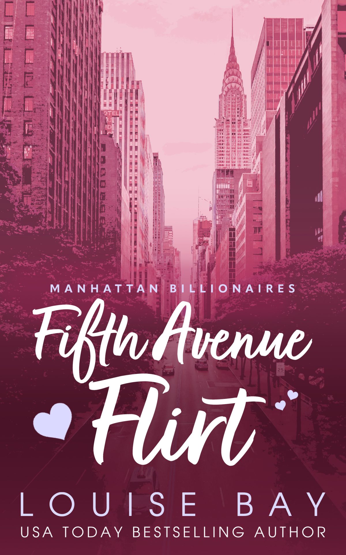 Fifth Avenue Flirt cover in shades of pink with Manhattan city photo